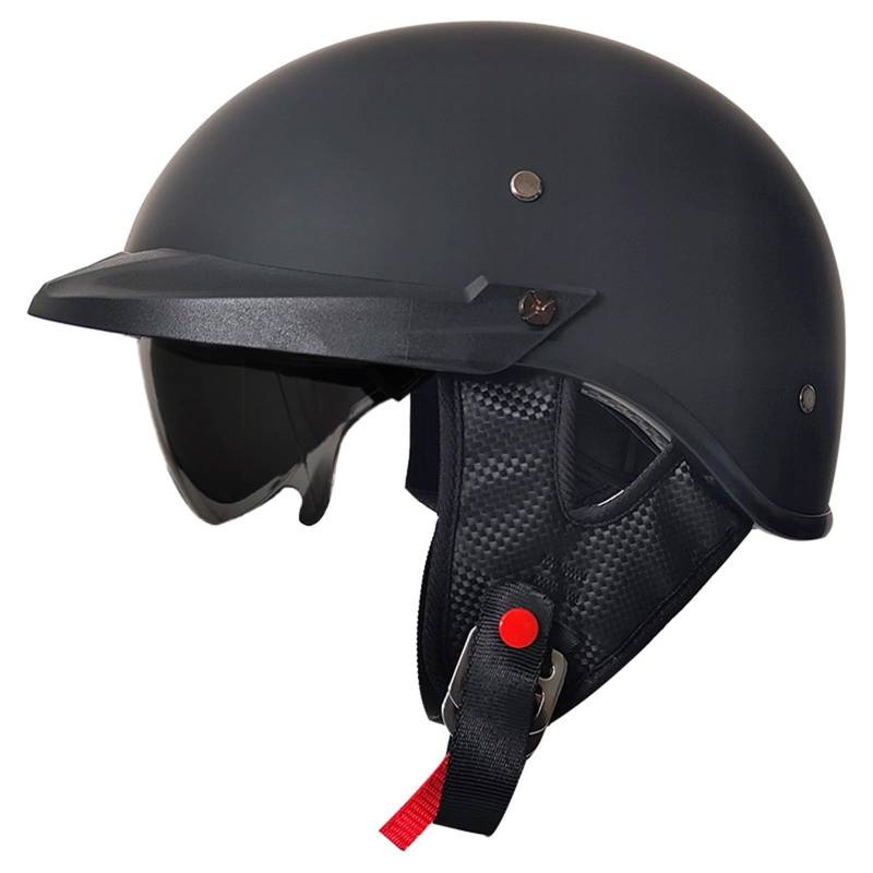 Motorrad-Halbhelm Mit Einziehbarem Inneren Sonnenschutz, Schnellverschluss, ECE-Geprüfte Halbgesichts-Fahrradhelme Für Männer Und Frauen, Erwachsene, Jethelm, Schalenhelm C,M=57-58CM von LHBM