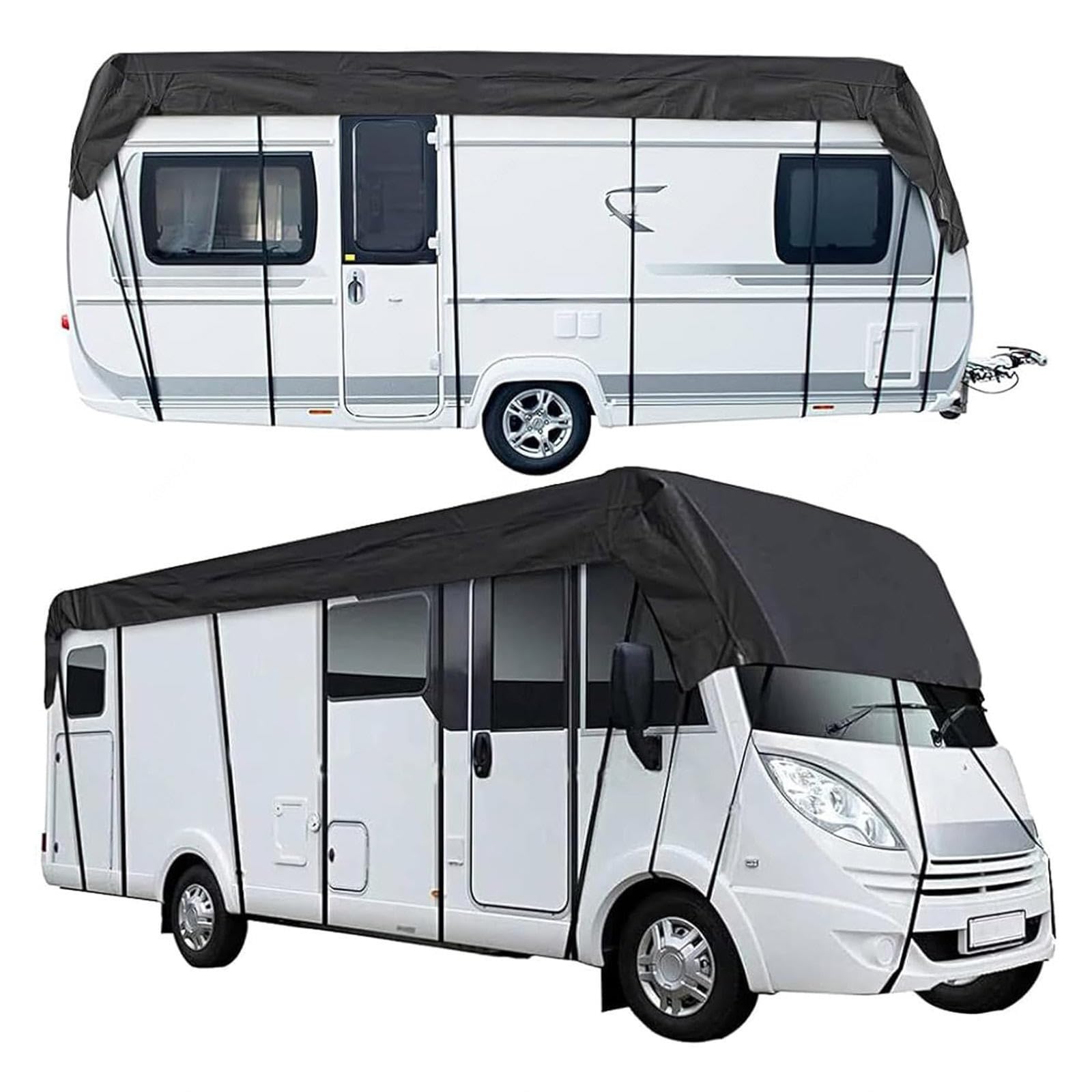 210D Oxford-Gewebe 210D Oxford-Gewebe Wohnwagen Abdeckung Wind-, Regen- Und Schneefest Hagelschutz Geeignet Für Wohnwagen, Wohnmobile, Busse,Black-8.5m×3m von LHCXKJGS