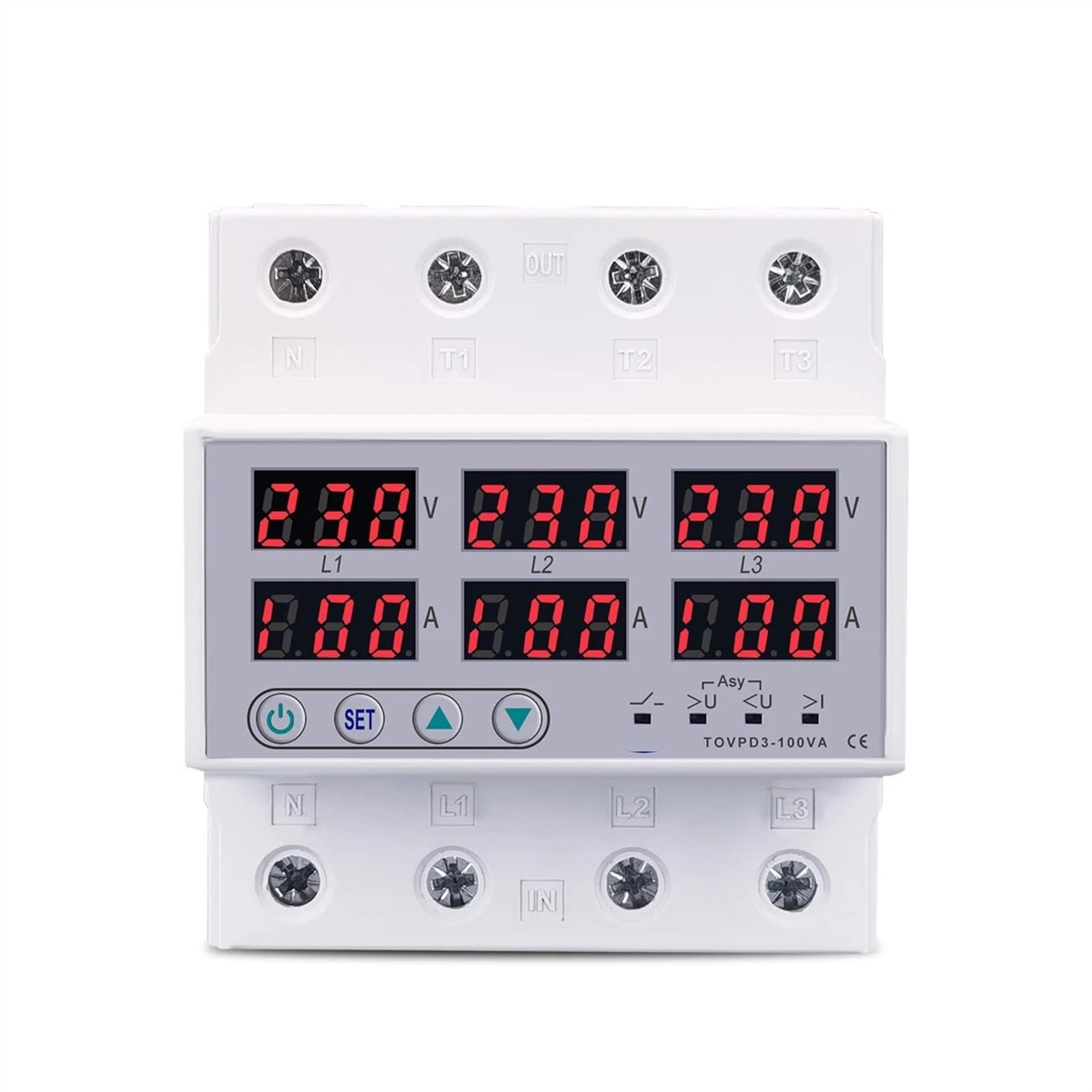 100A 3-Phasen-Voltmeter-Amperemeter, einstellbare Über- und Unterspannung, Strombegrenzung, Überwachungsrelais, 1 Stück(100A With N 3X120V) von LHKQHRDL