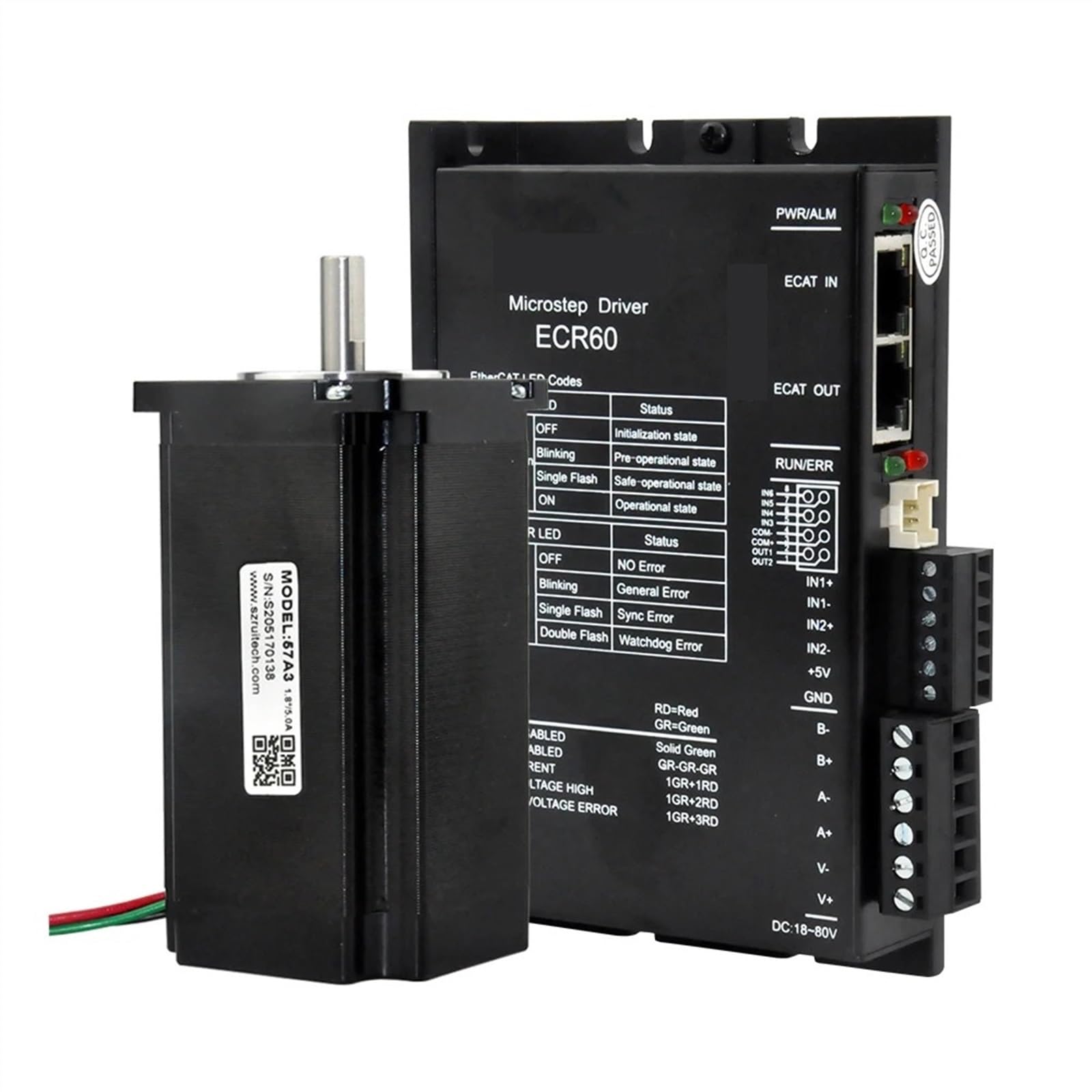 23 6A 24-80V DC Fieldbus Schrittmotortreiber mit 23 3N.M 4.0A Schrittmotor for CNC-Maschine, 1 Stück(ECR60 with 57A1) von LHKQHRDL