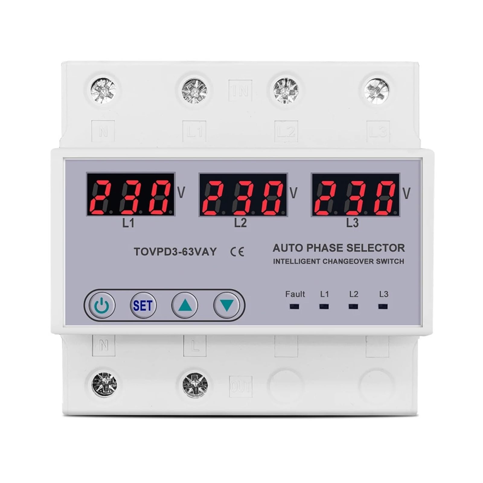 Dreiphasiges 3P+N-Schienenphasenwahl-Voltmeter mit einstellbarem Über- und Unterspannungsschutz, Monitor, Relaisschutz, 1 Stück(100A phase selector) von LHKQHRDL