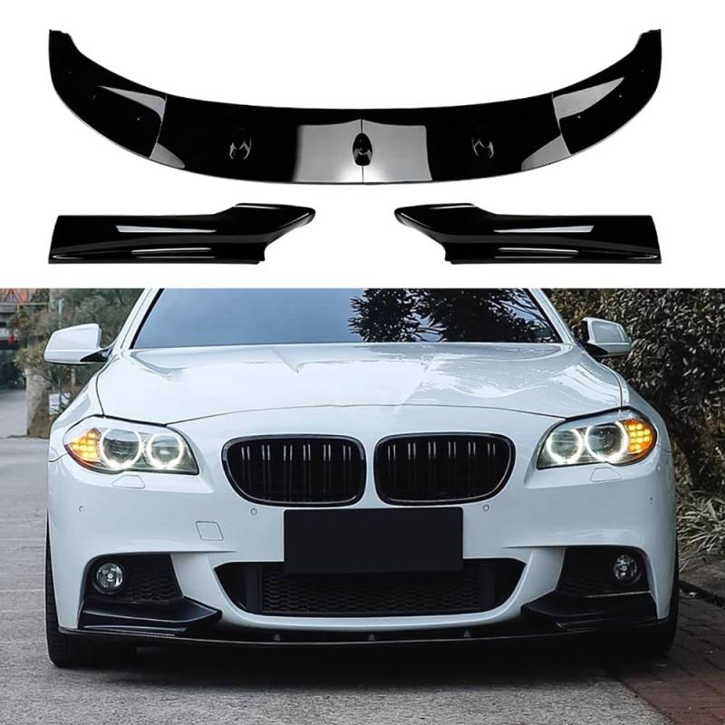 LHMM Auto Frontspoiler Stoßstange Lippe für BMW 5 Series F10 F11 M Sport 2011-2017, AntiKollision Frontstoßstange Diffusor Splitter Exterieur Protector Body Kit,A Gloss Black von LHMM