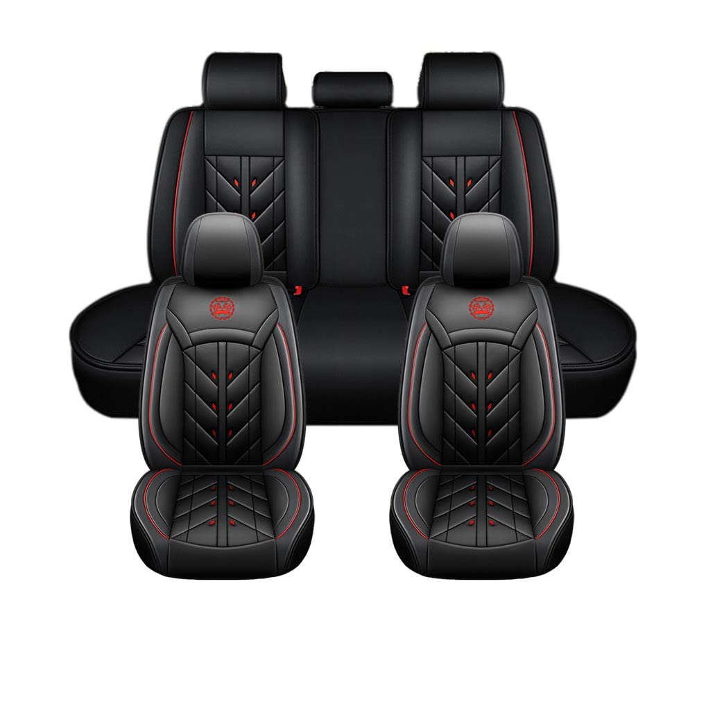 Auto Full Set Leder Sitzbezügesets, für Audi A4 A5 Quattro Wasserdicht Kunstleder Automotive Sitzbezüge Verschleißfest Autositzschutz,Standard Version-Black Style von LHMM