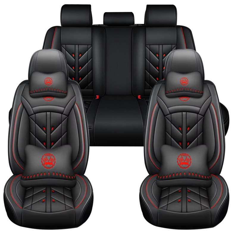 Auto Full Set Leder Sitzbezügesets, für Buick Encore Envision Enclave Cascada Lacrosse Regal Wasserdicht Kunstleder Automotive Sitzbezüge Verschleißfest Autositzschutz,Black-Deluxe Edition von LHMM