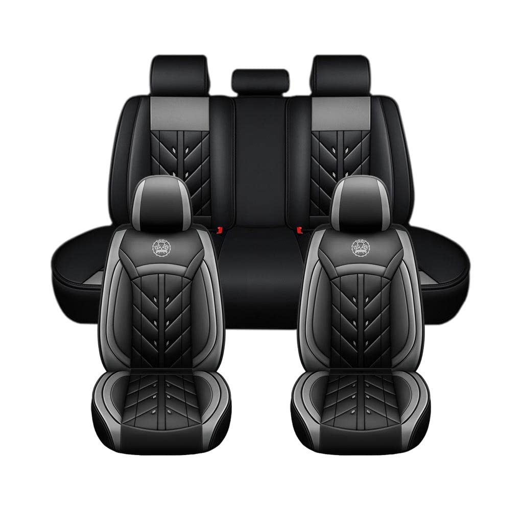 Auto Full Set Leder Sitzbezügesets, für FORD Mustang GT Ranger Galaxy Wasserdicht Kunstleder Automotive Sitzbezüge Verschleißfest Autositzschutz,Standard Version-Grey Style von LHMM