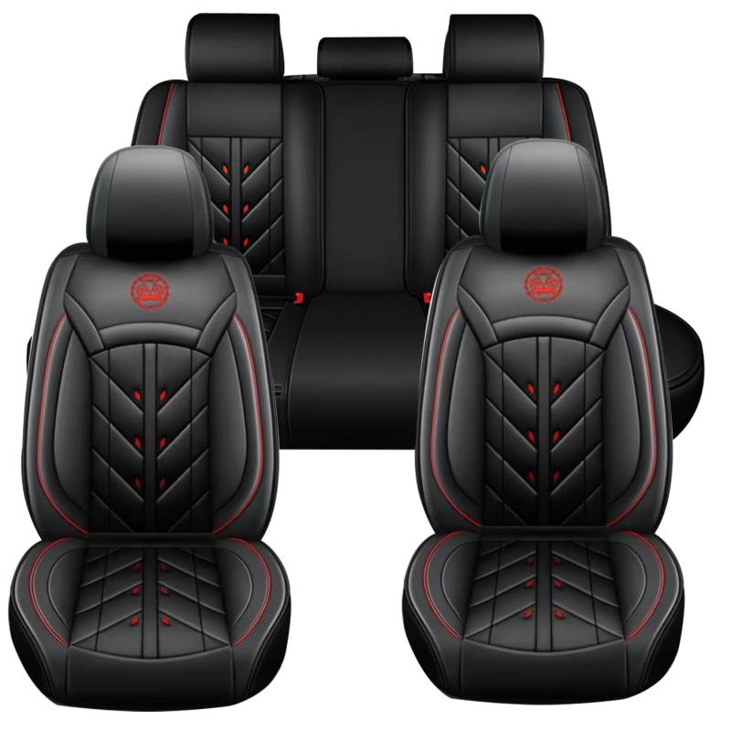 Auto Full Set Leder Sitzbezügesets, für Ford Fiesta 09 MK7 2011-2017 Wasserdicht Kunstleder Automotive Sitzbezüge Verschleißfest Autositzschutz,Black-Standard Edition von LHMM