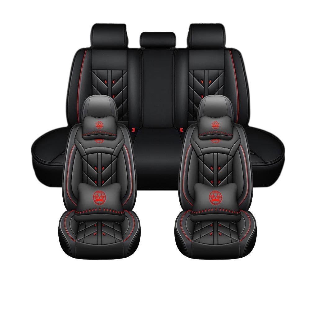 Auto Full Set Leder Sitzbezügesets, für Ford Mondeo MK5 2015-2022 Wasserdicht Kunstleder Automotive Sitzbezüge Verschleißfest Autositzschutz,Luxury Version-Black Style von LHMM