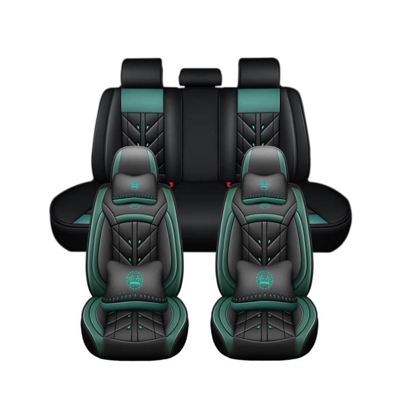 Auto Full Set Leder Sitzbezügesets, für Ford Mondeo MK5 2015-2022 Wasserdicht Kunstleder Automotive Sitzbezüge Verschleißfest Autositzschutz,Luxury Version-Green Style von LHMM