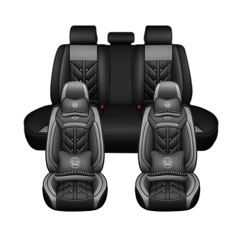 Auto Full Set Leder Sitzbezügesets, für Ford Mondeo MK5 2015-2022 Wasserdicht Kunstleder Automotive Sitzbezüge Verschleißfest Autositzschutz,Luxury Version-Grey Style von LHMM