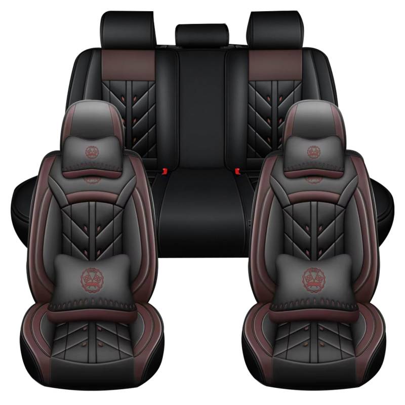 Auto Full Set Leder Sitzbezügesets, für Infiniti Q50 Q60 Q70 QX55 QX60 QX80 Wasserdicht Kunstleder Automotive Sitzbezüge Verschleißfest Autositzschutz,Brown-Deluxe Edition von LHMM