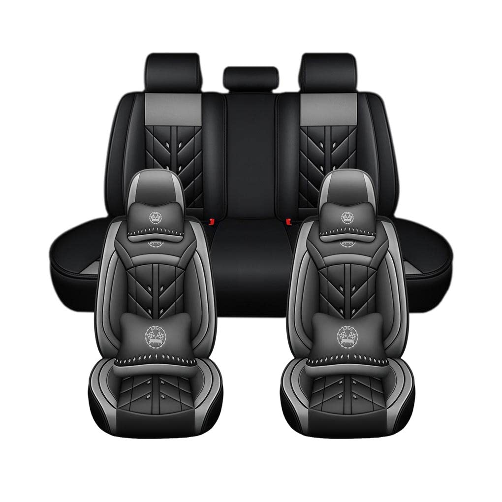 Auto Full Set Leder Sitzbezügesets, für Mini (3.Gen)(F55) 5-door 2014-2021 Wasserdicht Kunstleder Automotive Sitzbezüge Verschleißfest Autositzschutz,Luxury Version-Grey Style von LHMM