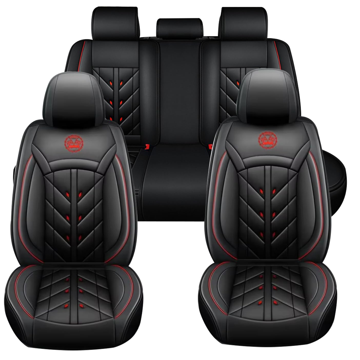 Auto Full Set Leder Sitzbezügesets, für VW Golf-VII/Variant/2014-2020 Wasserdicht Kunstleder Automotive Sitzbezüge Verschleißfest Autositzschutz,Black-Standard Edition von LHMM