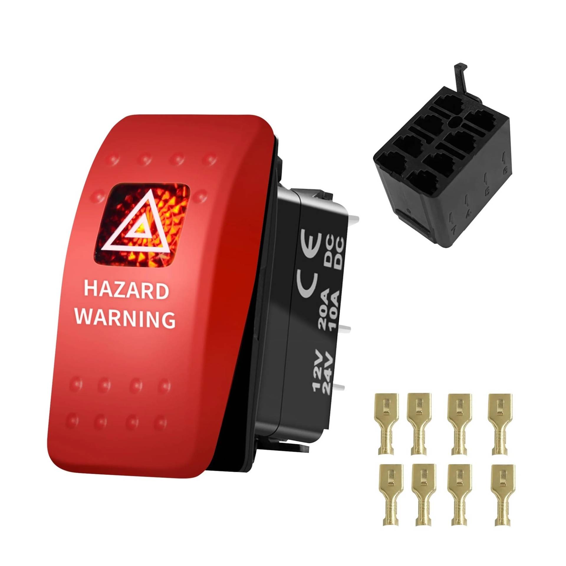 LHVHPKUKAN 12V 20A Rote Led WARNUNG Wippschalter Licht Beleuchtung Einstellbare Blinkrelais Blinker Auto Zubehör Ersetzen(Switch Connector) von LHVHPKUKAN