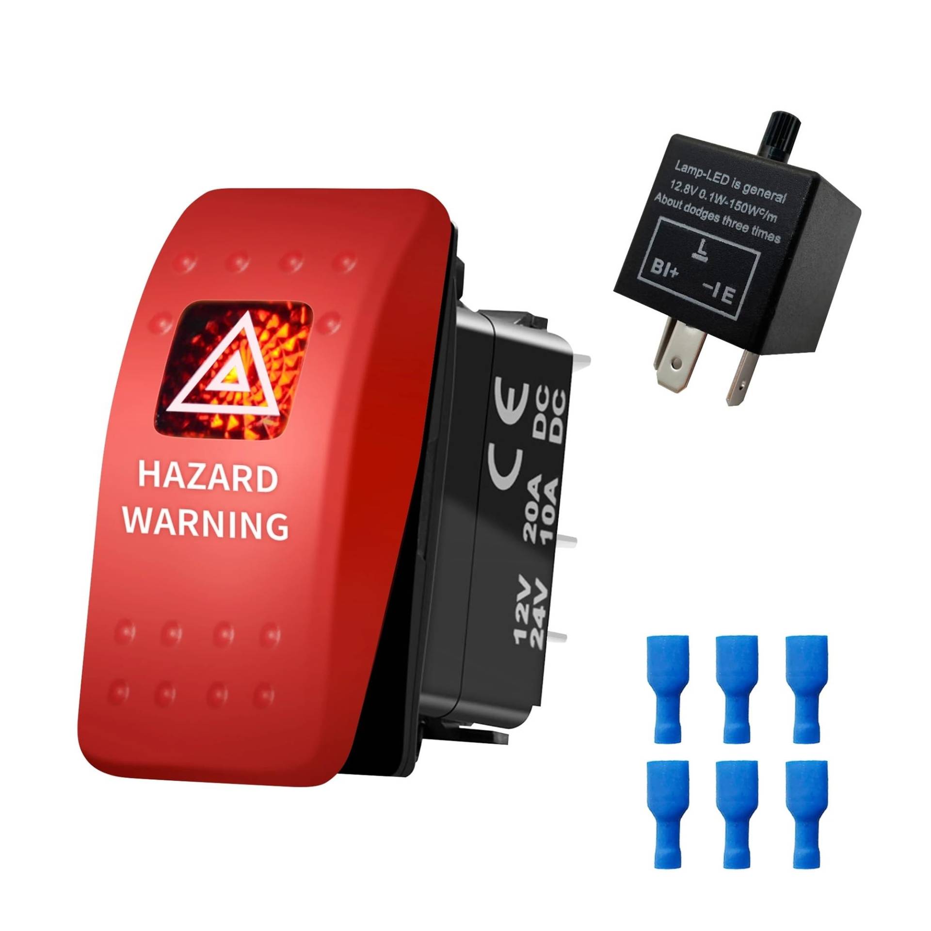 LHVHPKUKAN 12V 20A Rote Led WARNUNG Wippschalter Licht Beleuchtung Einstellbare Blinkrelais Blinker Auto Zubehör Ersetzen(Switch Relay) von LHVHPKUKAN