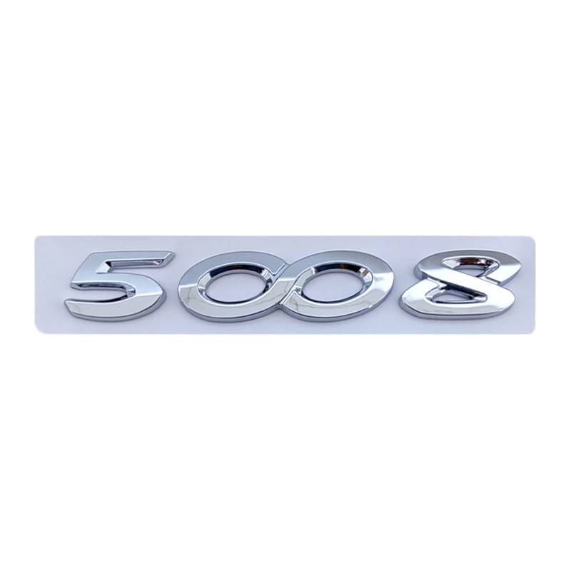 LHYFAGQK 3D ABS Chrom Silber Schwarz Auto Kofferraum Aufkleber Emblem Abzeichen Buchstaben Nummer Aufkleber Passend for Peugeot 2008 3008 4008 5008 Zubehör Abzeichen Autoaufkleber(5008 Silver) von LHYFAGQK