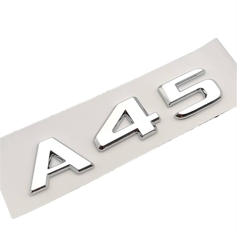 LHYFAGQK 3D ABS Rot Schwarz Chrom Auto Buchstaben Kofferraum Abzeichen Aufkleber A45S Emblem Logo Passend for Mercedes A45S AMG W177 W176 Zubehör Abzeichen Autoaufkleber(A45 Chrome) von LHYFAGQK