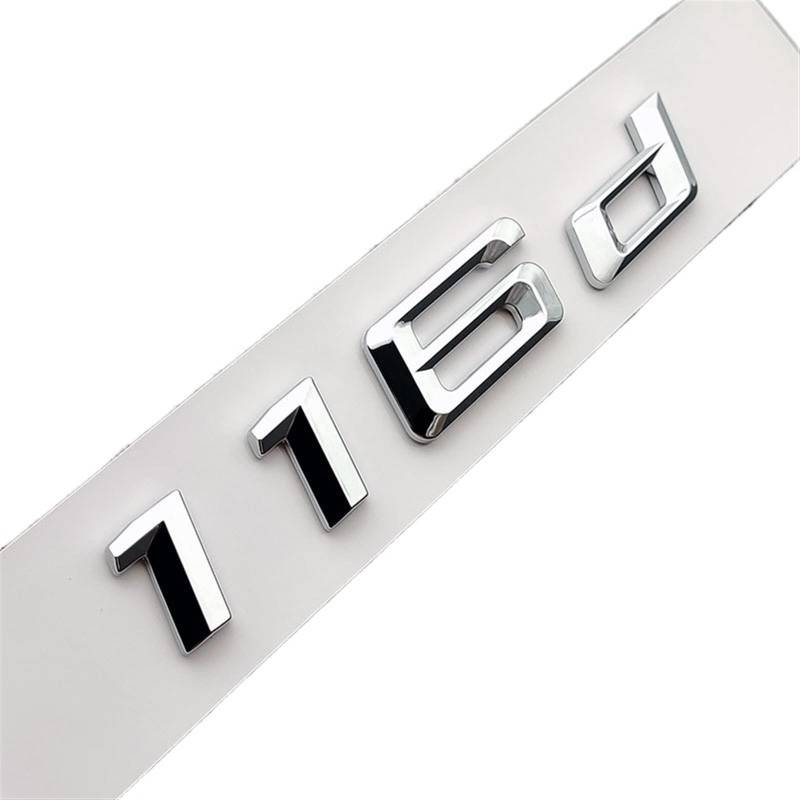 LHYFAGQK 3D ABS Schwarz Chrom Buchstaben for Auto Kofferraum Abzeichen passend for BMW 116i E87 F20 Serie 1 116d Emblem Logo Schriftzug Aufkleber Zubehör Abzeichen Autoaufkleber(116d Chrome Silver) von LHYFAGQK