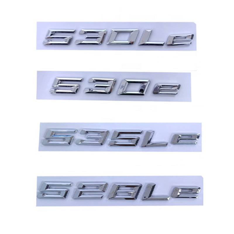 LHYFAGQK 3D ABS Schwarz Chrom Buchstaben for Auto Logo passend for BMW 520e 525e 530e 540e M Sport G30 G31 Heckkoffer Emblem Abzeichen Aufkleber Zubehör Abzeichen Autoaufkleber(Chrome Silver,545e) von LHYFAGQK