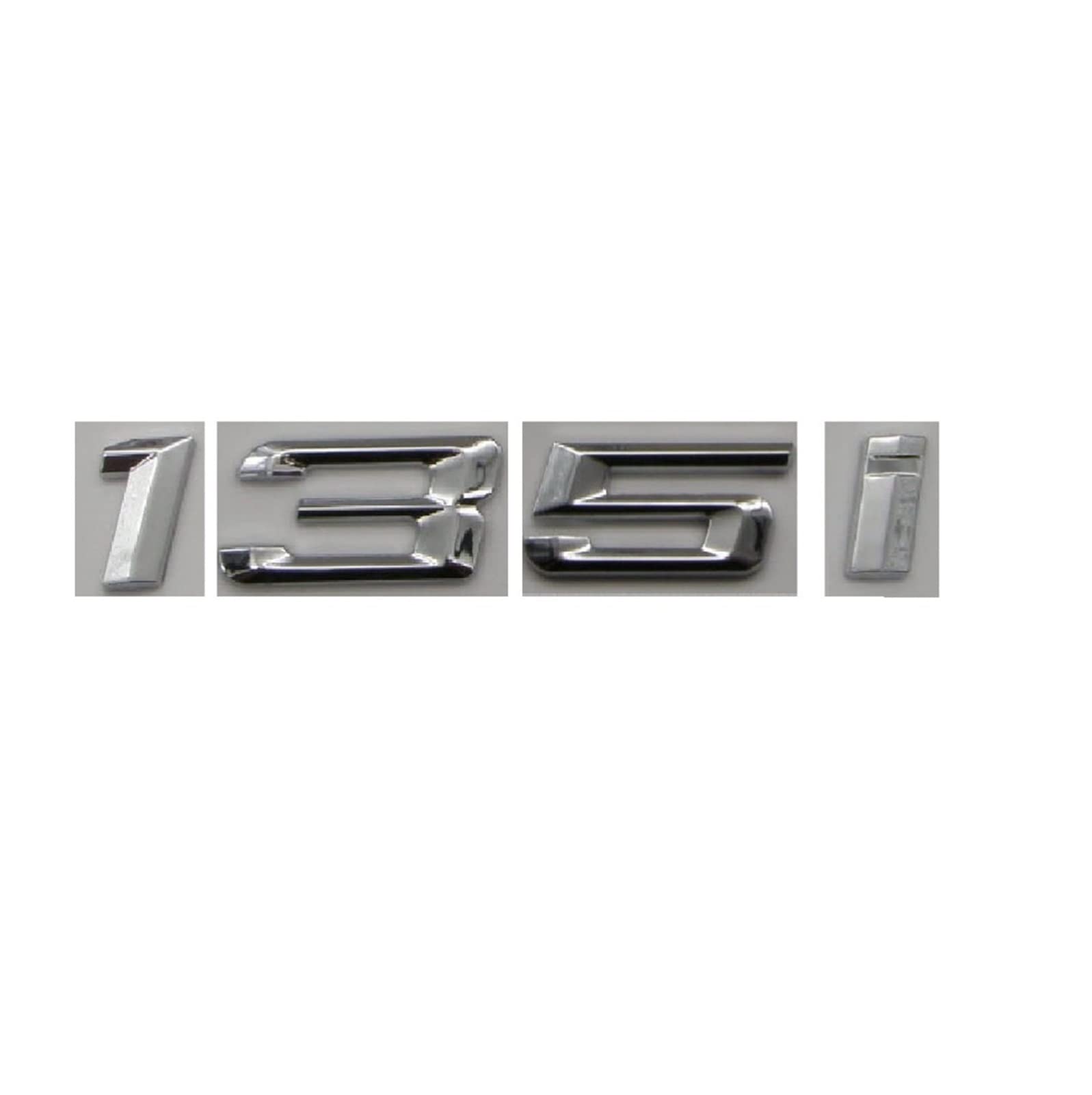 LHYFAGQK Chrom-glänzendes silbernes ABS-Zahlen-Buchstaben-Wörter-Auto-Kofferraum-Abzeichen-Emblem-Buchstaben-Aufkleber-Aufkleber, kompatibel mit BMW 1er-Serie 135i Abzeichen Autoaufkleber von LHYFAGQK