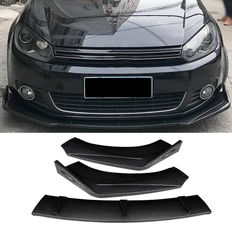 Auto-Frontstoßstangen-Splitter-Lippenspoiler für VW Golf Mk6 2010-2012, Frontstoßstangenschutz, ABS-Deflektorlippen,B-Carbon Fiber look von LHZPGC