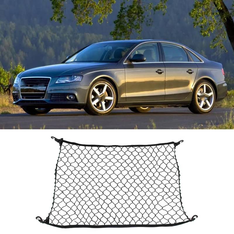 Nylon-Kofferraum-Organizer-Netz, Aufbewahrungstaschen für Audi A4 B8 B9 8K 8W S-line 2008-2023, elastische Schnur, Gepäcknetz, 70 x 70 cm von LHZPGC