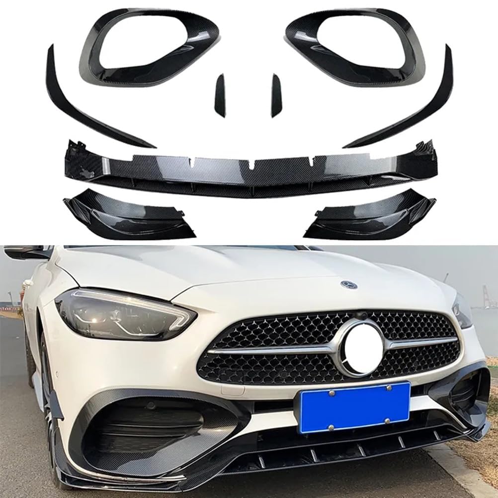 Auto-Seitenspoiler Für Mercedes Benz C Class W206 AMG C200 C260 2022+,Auto Vorderen Stoßfänger Lippe Spoiler Splitter Canard Diffusor Frontstoßstange Spoiler,A-Carbon Fiber von LHyfA