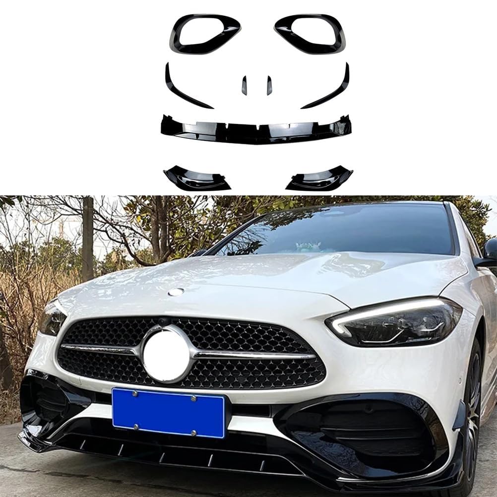 Auto-Seitenspoiler Für Mercedes Benz C Class W206 AMG C200 C260 2022+,Auto Vorderen Stoßfänger Lippe Spoiler Splitter Canard Diffusor Frontstoßstange Spoiler,B-Glossy Black von LHyfA