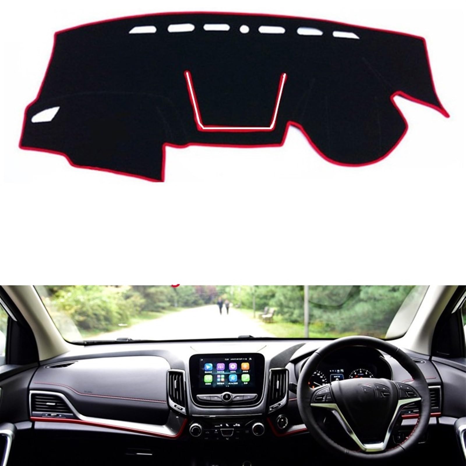 Auto Dashboard Abdeckung Für Changan CS55 2017-2018 Rechts- Und Linkslenker Auto Armaturenbrett Abdeckungen Matte Schatten Kissen Pad Teppiche Shade Board Pad(Red Edge,Rechtslenker) von LIANGBAOS