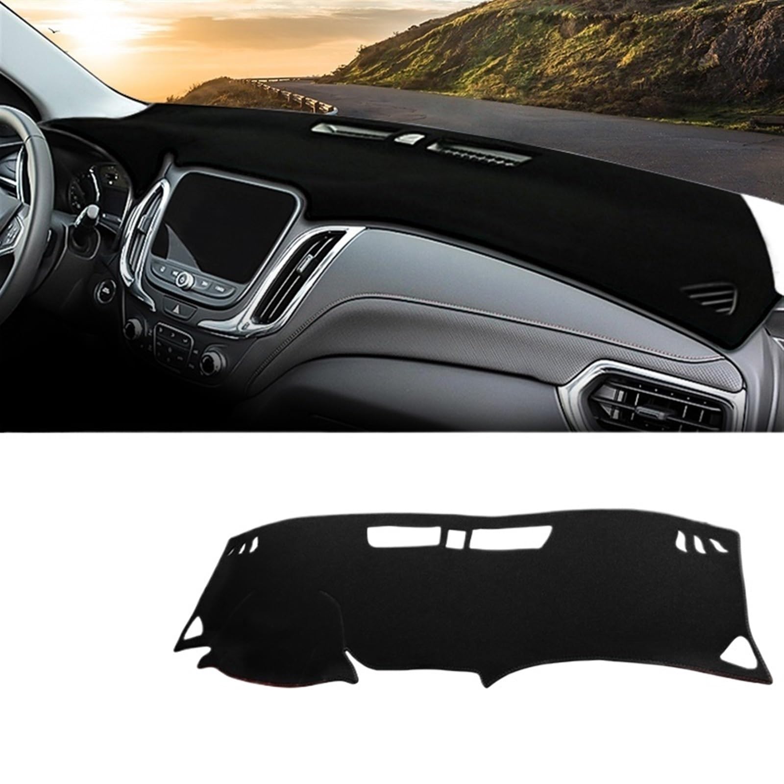 Auto Dashboard Abdeckung Für Chevrolet Für Equinox 2017 2018 2019 2020 2021 2022 2023 Armaturenbrettabdeckung Vermeiden Sie Lichtpad Anti-UV-Teppichmatten Shade Board Pad(A Black Side) von LIANGBAOS