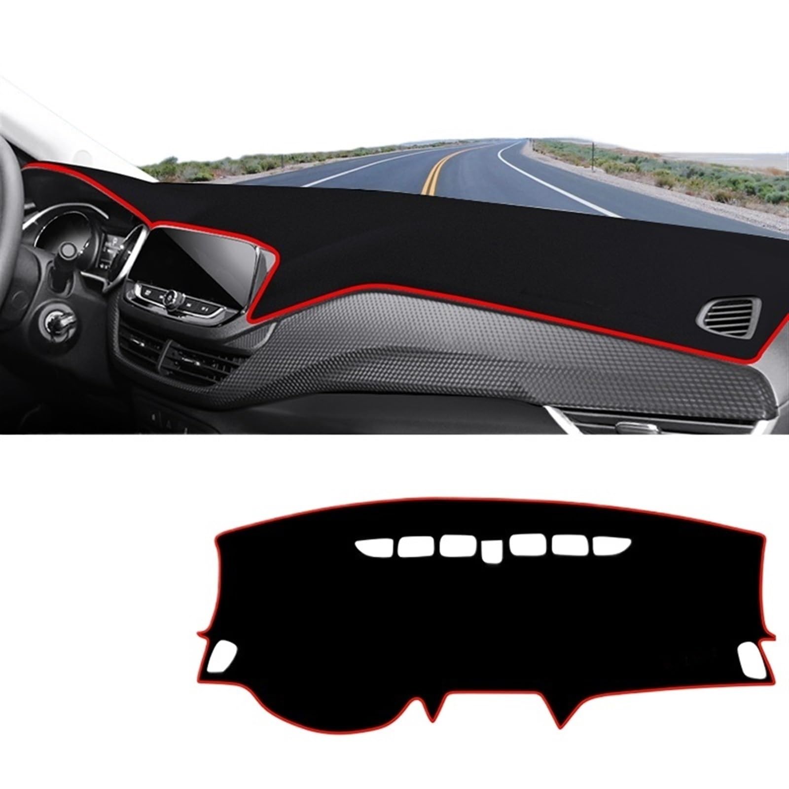 Auto Dashboard Abdeckung Für Chevrolet Für Onix Für Cavalier 2019 2020 2021 2022 2023 Auto-Armaturenbrett-Abdeckung, Vermeiden Sie Lichtmatte, Anti-UV, rutschfeste Dashmat Shade Board Pad(A Red Side) von LIANGBAOS