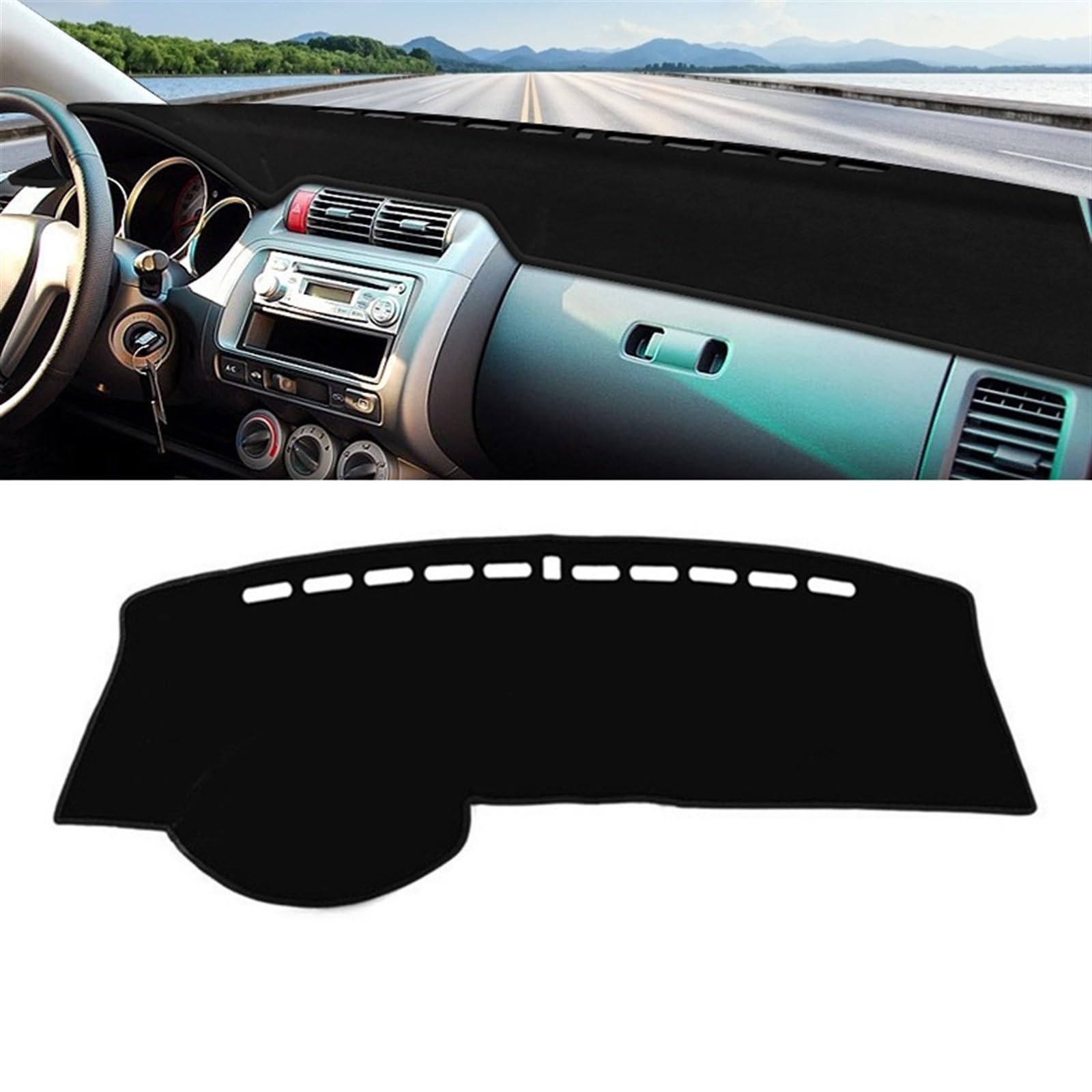 Auto Dashboard Abdeckung Für Fit Für Jazz GD 2001 2002 2003 2004 2005 2006 2007 Auto Armaturenbrett Abdeckung Vermeiden Licht Matte Instrument Teppich Auto Shade Board Pad(A LHD Black Side) von LIANGBAOS