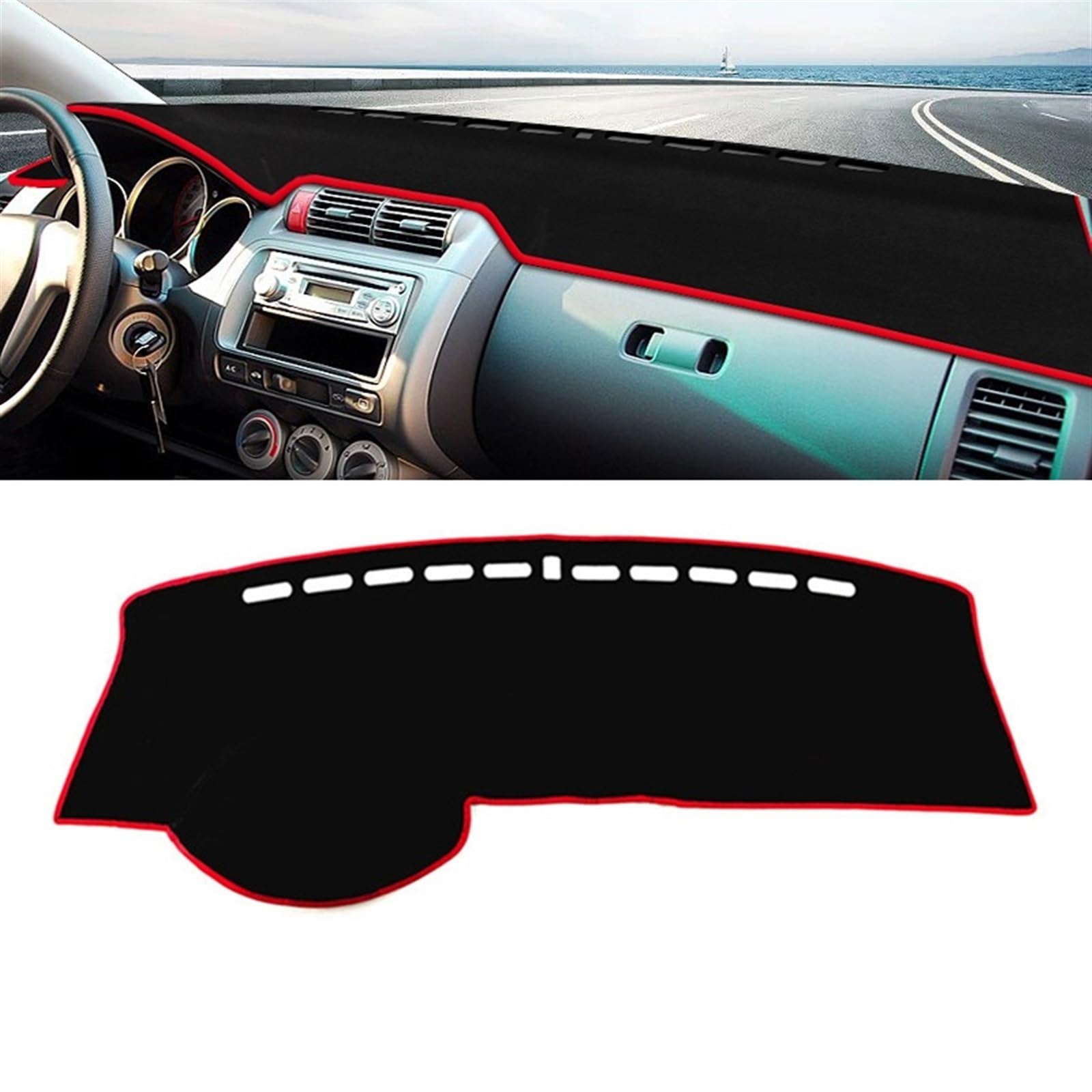 Auto Dashboard Abdeckung Für Fit Für Jazz GD 2001 2002 2003 2004 2005 2006 2007 Auto Armaturenbrett Abdeckung Vermeiden Licht Matte Instrument Teppich Auto Shade Board Pad(A LHD Red Side) von LIANGBAOS