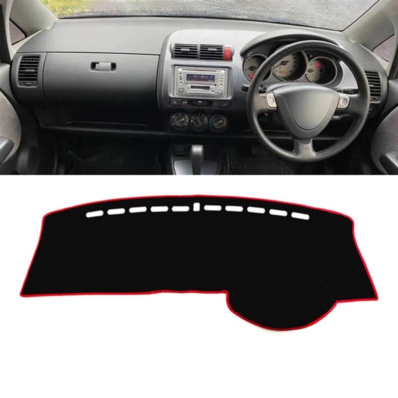 Auto Dashboard Abdeckung Für Fit Für Jazz GD 2001 2002 2003 2004 2005 2006 2007 Auto Armaturenbrett Abdeckung Vermeiden Licht Matte Instrument Teppich Auto Shade Board Pad(A RHD Red Side) von LIANGBAOS