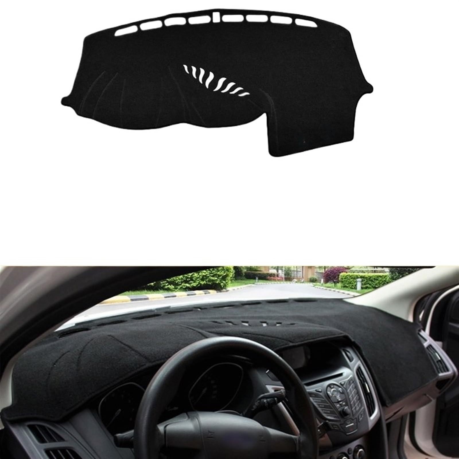 Auto Dashboard Abdeckung Für Ford Für Focus 3 MK3 2012 2013 2014-2018 Auto Armaturenbrett Lichtmatte Vermeiden Instrumentenplattform Schreibtischabdeckung Matten Teppiche Shade Board Pad(Black Side LH von LIANGBAOS