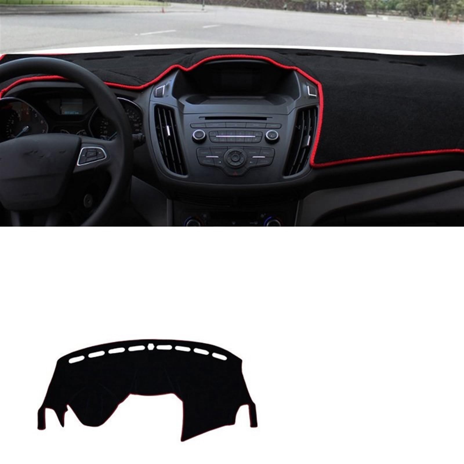 Auto Dashboard Abdeckung Für Ford Für Kuga 2013-2016 2017 2018 2019 MK2 Für Escape Auto Armaturenbrett Abdeckung Matte Vermeiden Licht Pad Instrumententafel Teppiche Shade Board Pad(LHD Red Side) von LIANGBAOS