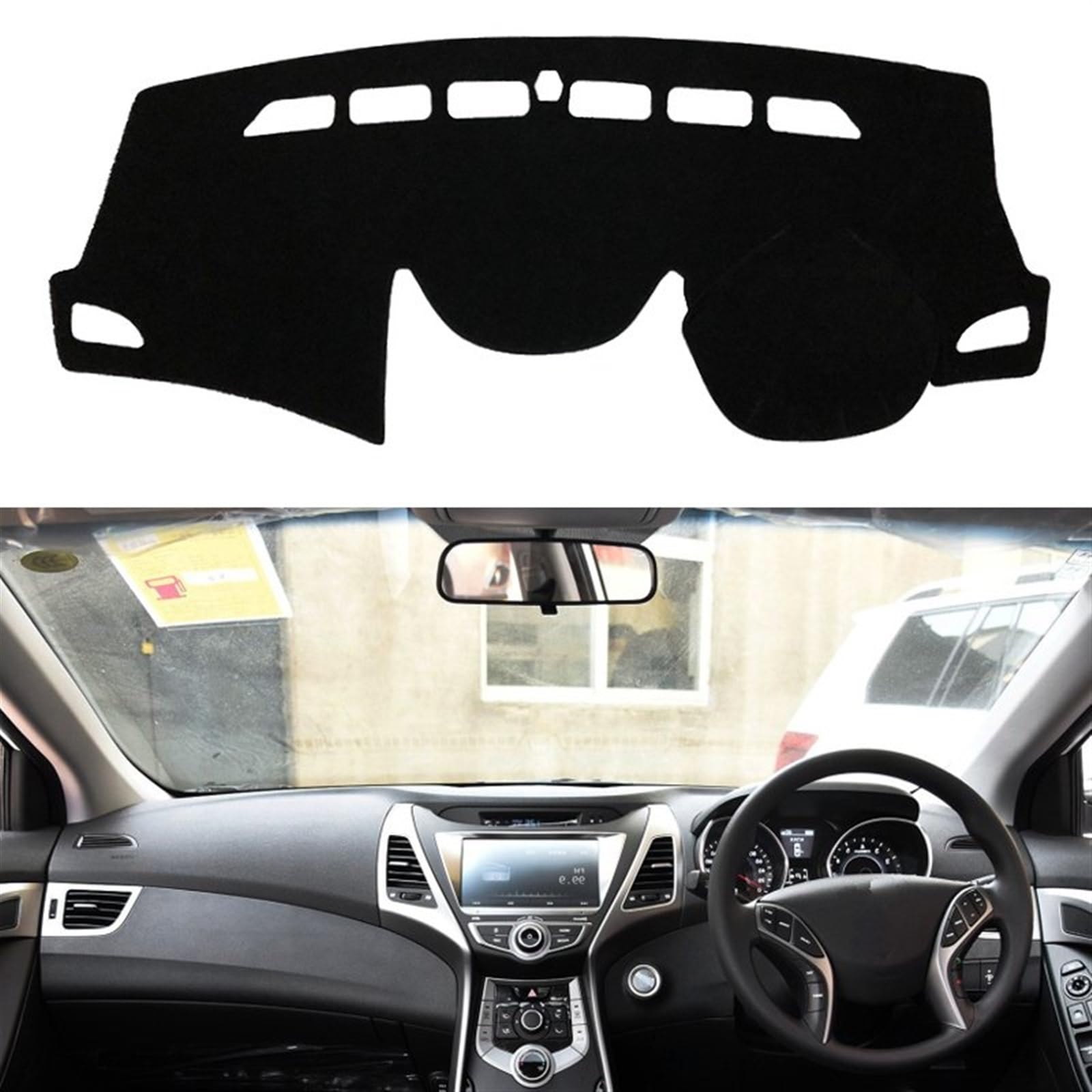 Auto Dashboard Abdeckung Für Hyundai Für Elantra 2011 2012 2013 2014 2015 MD UD Avant Rechts- Und Linkslenker Auto Armaturenbrett Matte Schatten Kissen Pad Shade Board Pad(Black Edge,Rechtslenker) von LIANGBAOS