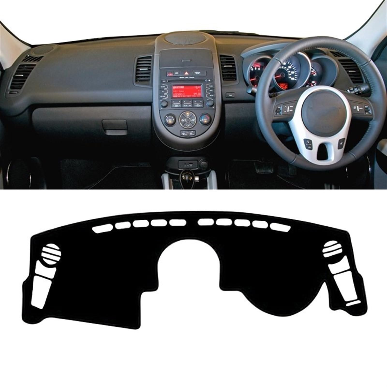 Auto Dashboard Abdeckung Für Kia Für Soul AM 2009 2010 2011 2012 2013 Auto-Armaturenbrett-Abdeckung, Anti-UV-Anti-Rutsch-Matte, Instrumententeppiche Shade Board Pad(A Black Side RHD) von LIANGBAOS