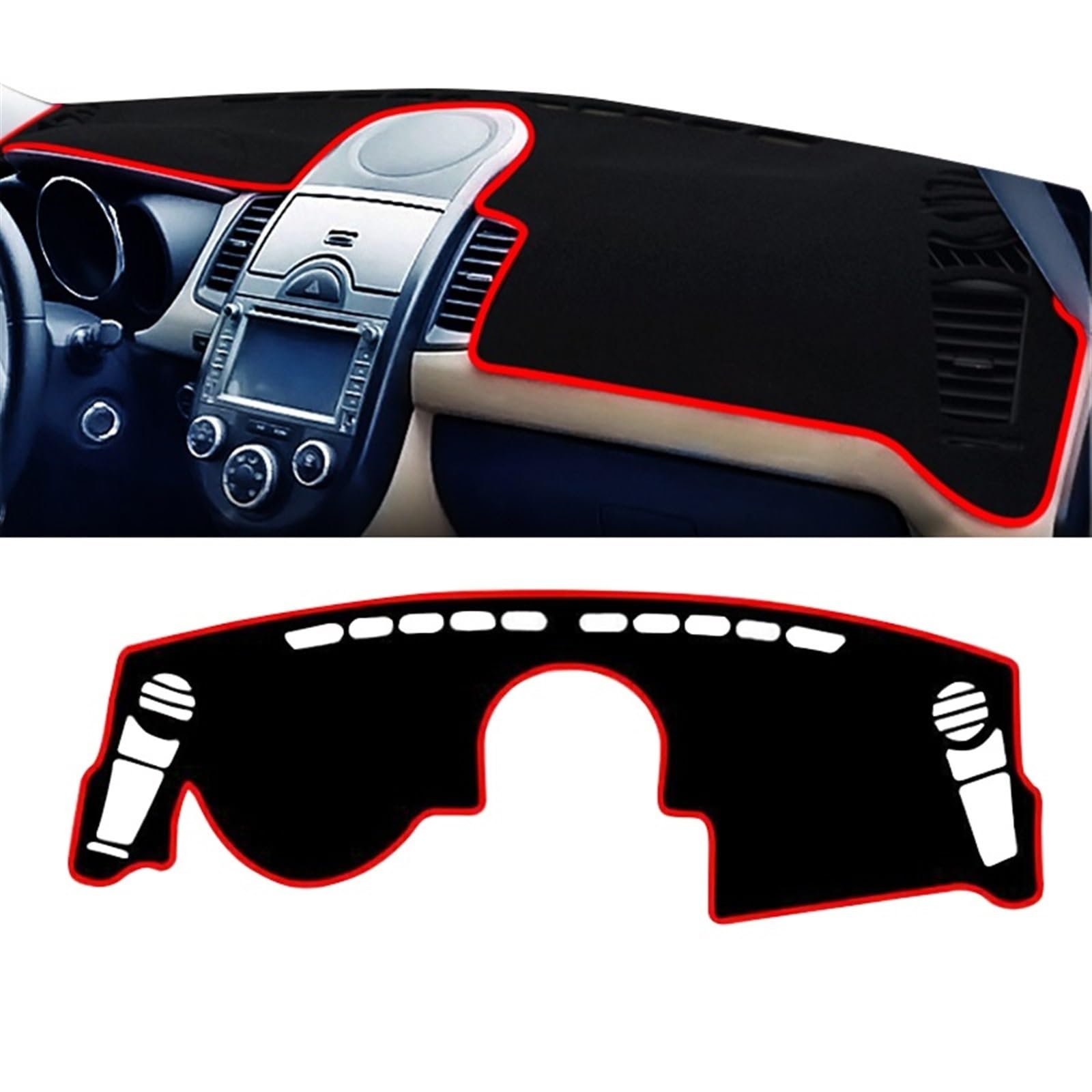 Auto Dashboard Abdeckung Für Kia Für Soul AM 2009 2010 2011 2012 2013 Auto-Armaturenbrett-Abdeckung, Anti-UV-Anti-Rutsch-Matte, Instrumententeppiche Shade Board Pad(A Red Side LHD) von LIANGBAOS