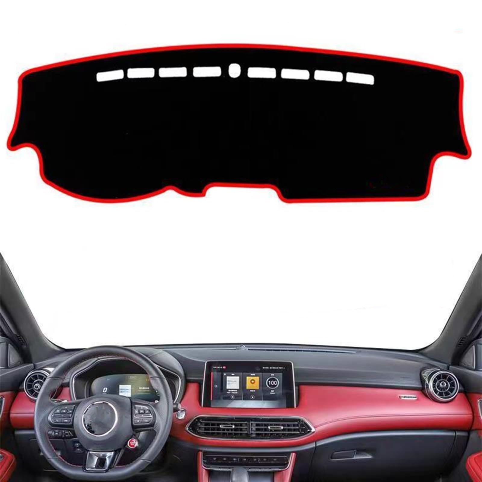 Auto Dashboard Abdeckung Für MG HS EHS PHEV 2018 2019 2021 2022 2023 Dashboard Abdeckung Matte Pad Anti-Uv Sonnenschirm Schützen Teppich Teppich Auto Dashmat Shade Board Pad(Black(Black Edge),Linkslen von LIANGBAOS