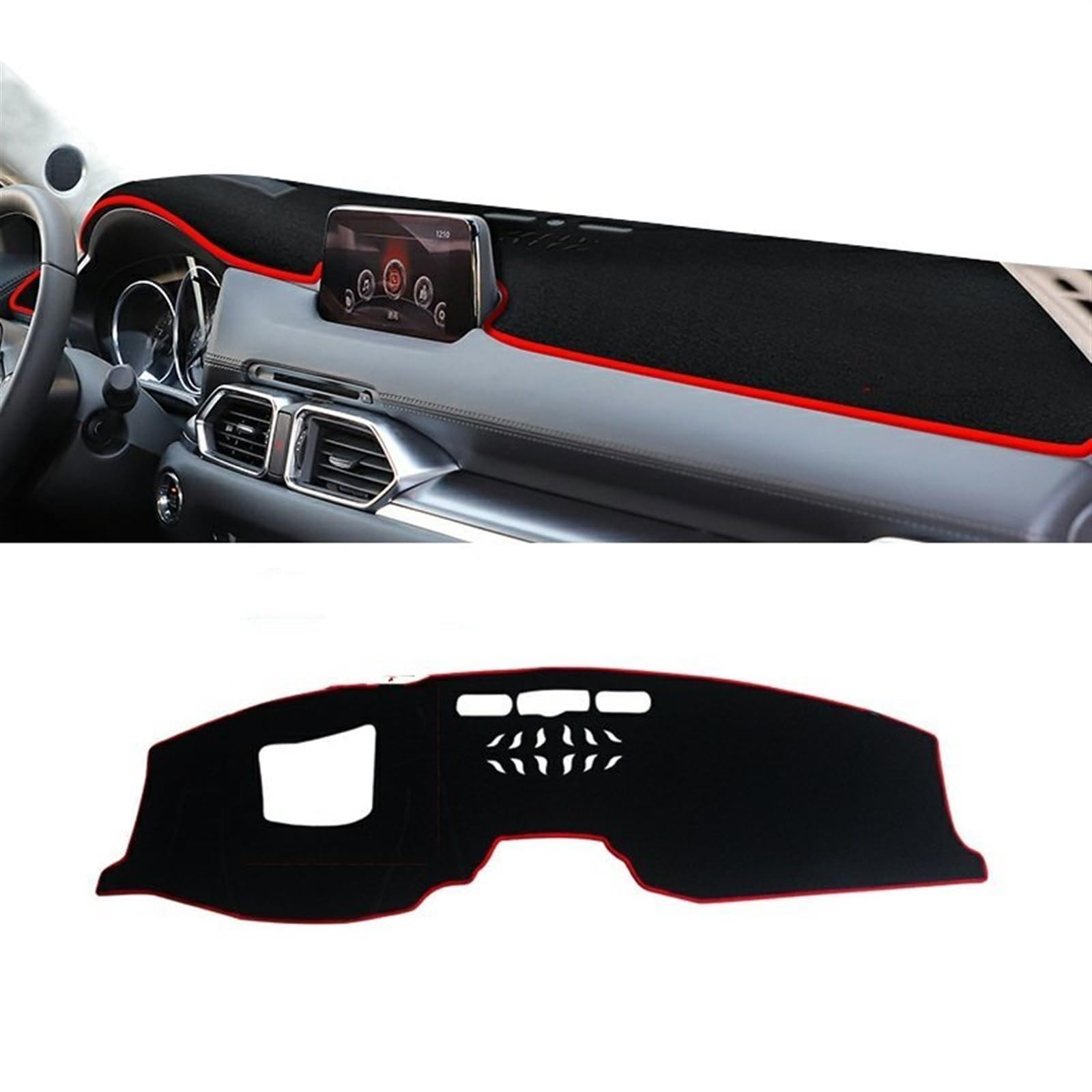 Auto Dashboard Abdeckung Für Mazda CX-5 CX5 CX 5 KF 2017 2018 2019 2020 2021 2022 2023 Auto Armaturenbrett Abdeckung Anti-Uv Nicht-Slip Matte Instrument Panel Shade Board Pad(A with HUD Red) von LIANGBAOS