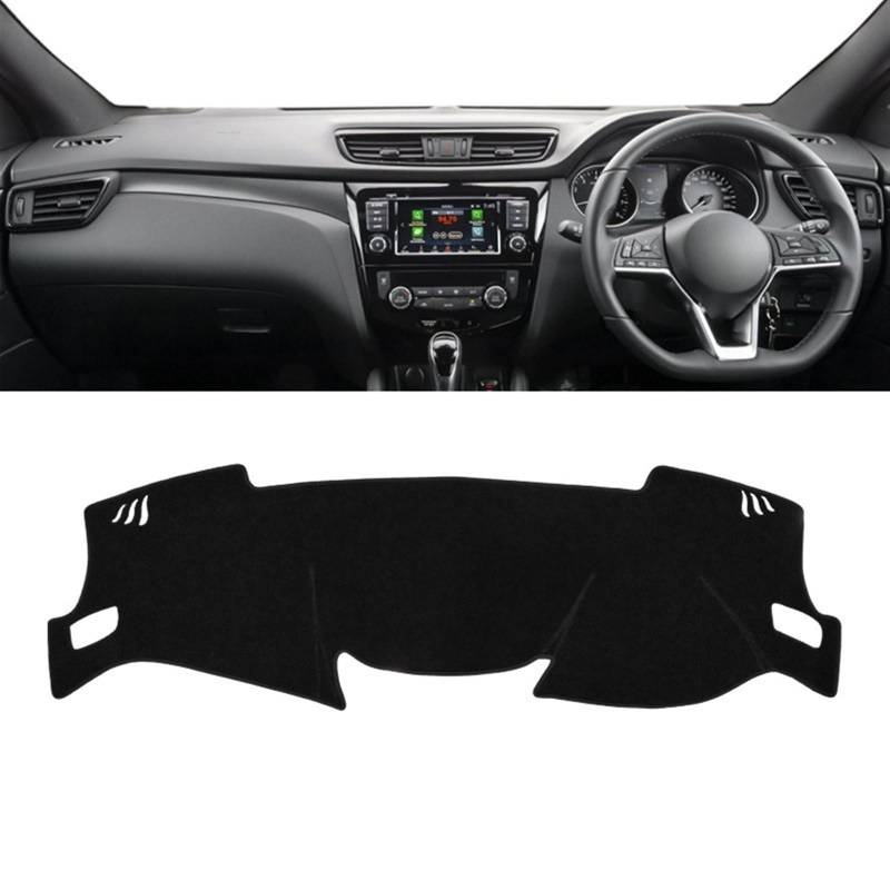 Auto Dashboard Abdeckung Für Nissan Für Qashqai J11 2014 2015 2016 2017 2018 2019 2020 Auto Armaturenbrett Abdeckung rutschfeste Matte Instrument Teppich DashMat Shade Board Pad(A RHD Black Side) von LIANGBAOS