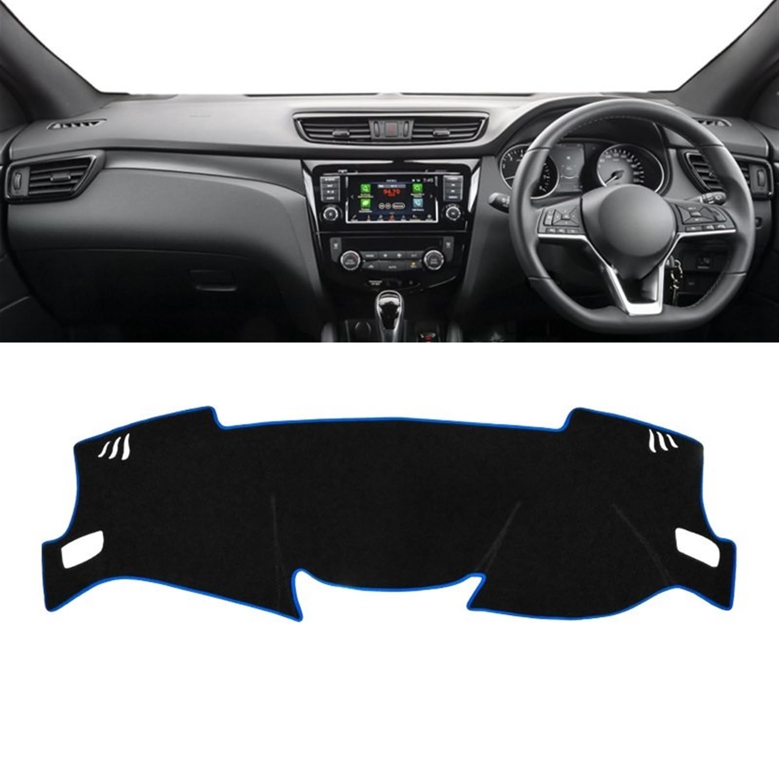 Auto Dashboard Abdeckung Für Nissan Für Qashqai J11 2014 2015 2016 2017 2018 2019 2020 Auto Armaturenbrett Abdeckung rutschfeste Matte Instrument Teppich DashMat Shade Board Pad(A RHD Blue Side) von LIANGBAOS