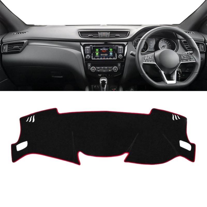 Auto Dashboard Abdeckung Für Nissan Für Qashqai J11 2014 2015 2016 2017 2018 2019 2020 Auto Armaturenbrett Abdeckung rutschfeste Matte Instrument Teppich DashMat Shade Board Pad(A RHD Red Side) von LIANGBAOS