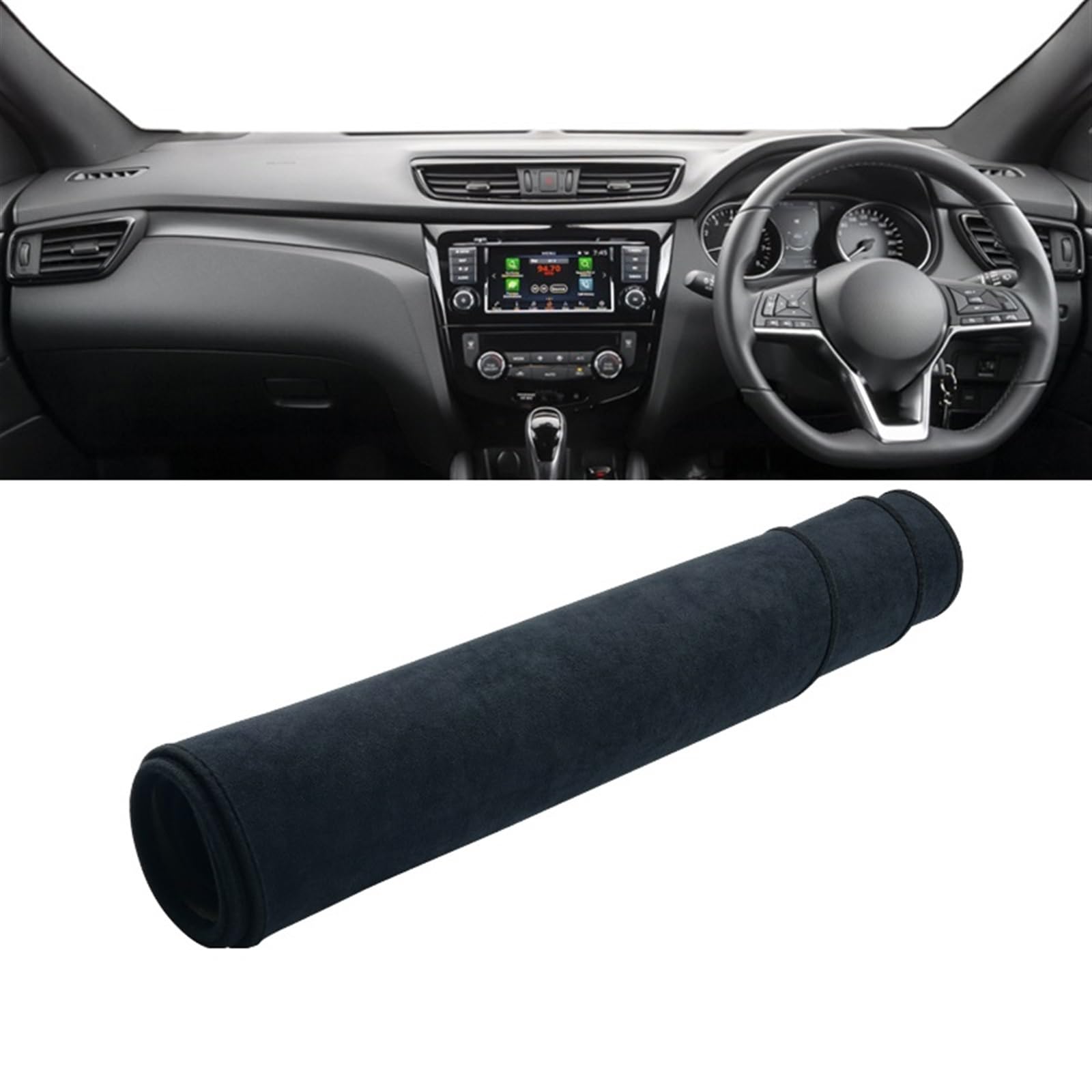 Auto Dashboard Abdeckung Für Nissan Für Qashqai J11 2014 2015 2016 2017 2018 2019 2020 Auto Armaturenbrett Abdeckung rutschfeste Matte Instrument Teppich DashMat Shade Board Pad(B RHD Black) von LIANGBAOS