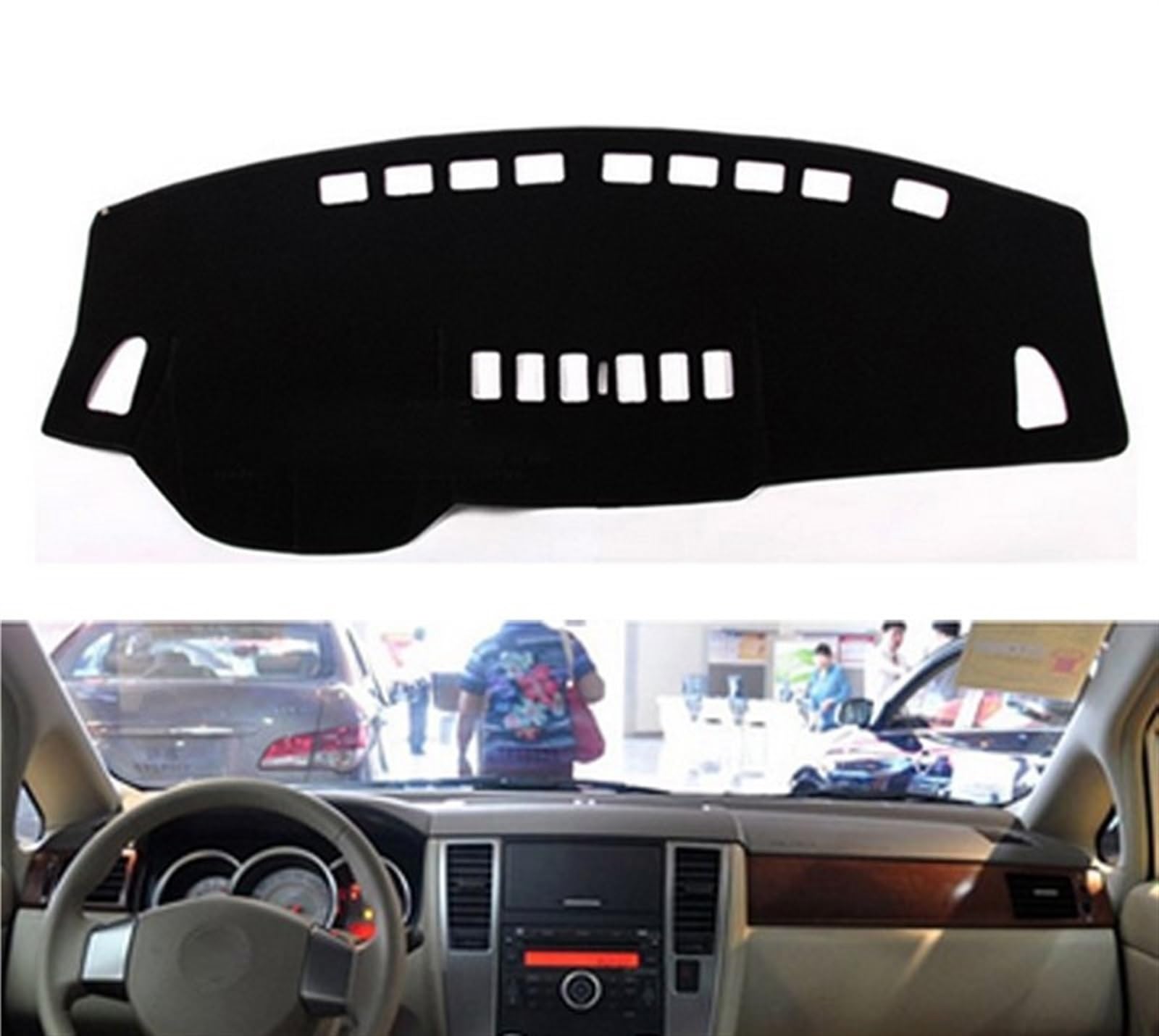 Auto Dashboard Abdeckung Für Nissan Für Tiida C11 2007-2011 Rechts- Und Linkslenker Auto Armaturenbrett Abdeckungen Matte Schatten Kissen Pad Teppiche Shade Board Pad(Red Edge,Linkslenker) von LIANGBAOS