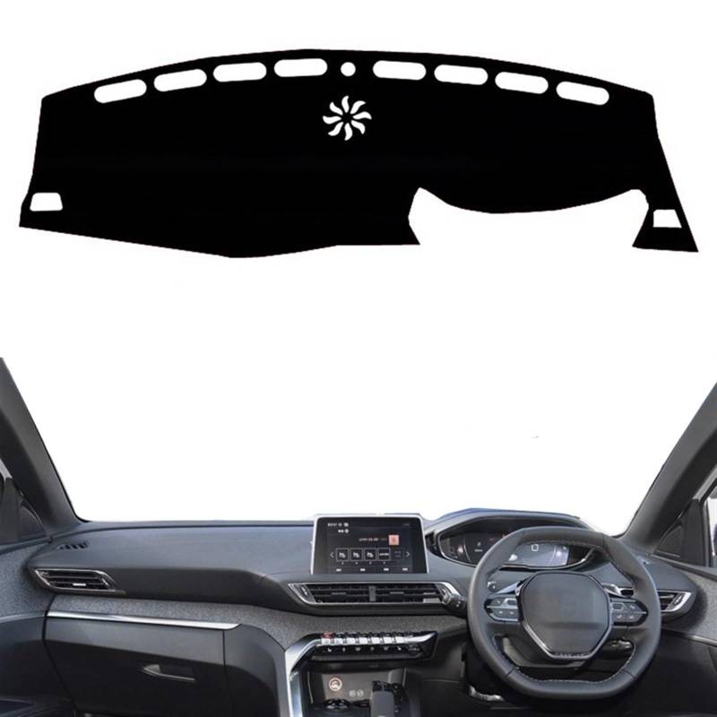 Auto Dashboard Abdeckung Für Peugeot 3008 4008 5008 GT 2016 2017 2018 2019 2020-2023 Auto Dashmat Sonnenschutzdach Teppich Teppich Dashboard Abdeckung Matte Pad Shade Board Pad(Black(Black Edge),Recht von LIANGBAOS