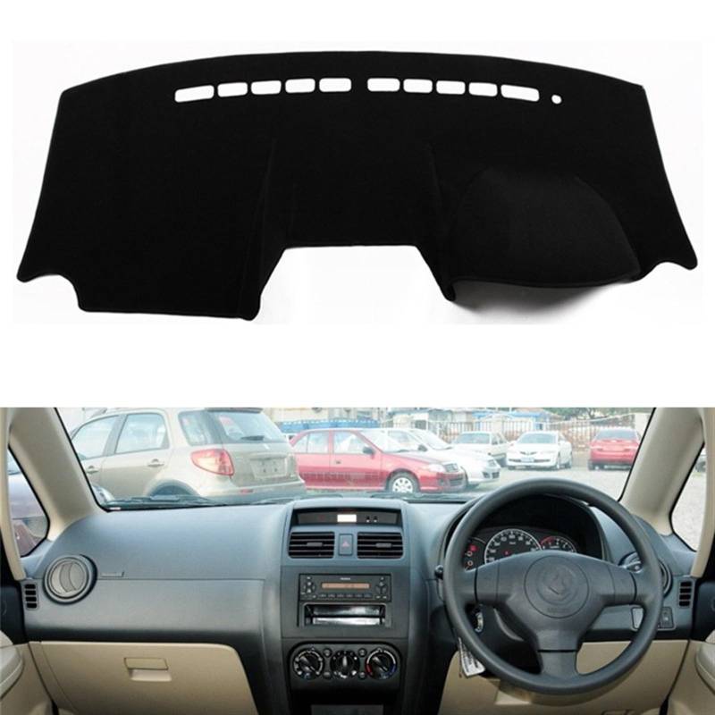 Auto Dashboard Abdeckung Für Suzuki SX4 2006-2013 2014 2015 2016 Instrument Sonnenschutzdach Schützen Teppich Auto Auto Dashmat Dashboard Abdeckung Matte Teppich Shade Board Pad(Black(Black Edge),RHD von LIANGBAOS