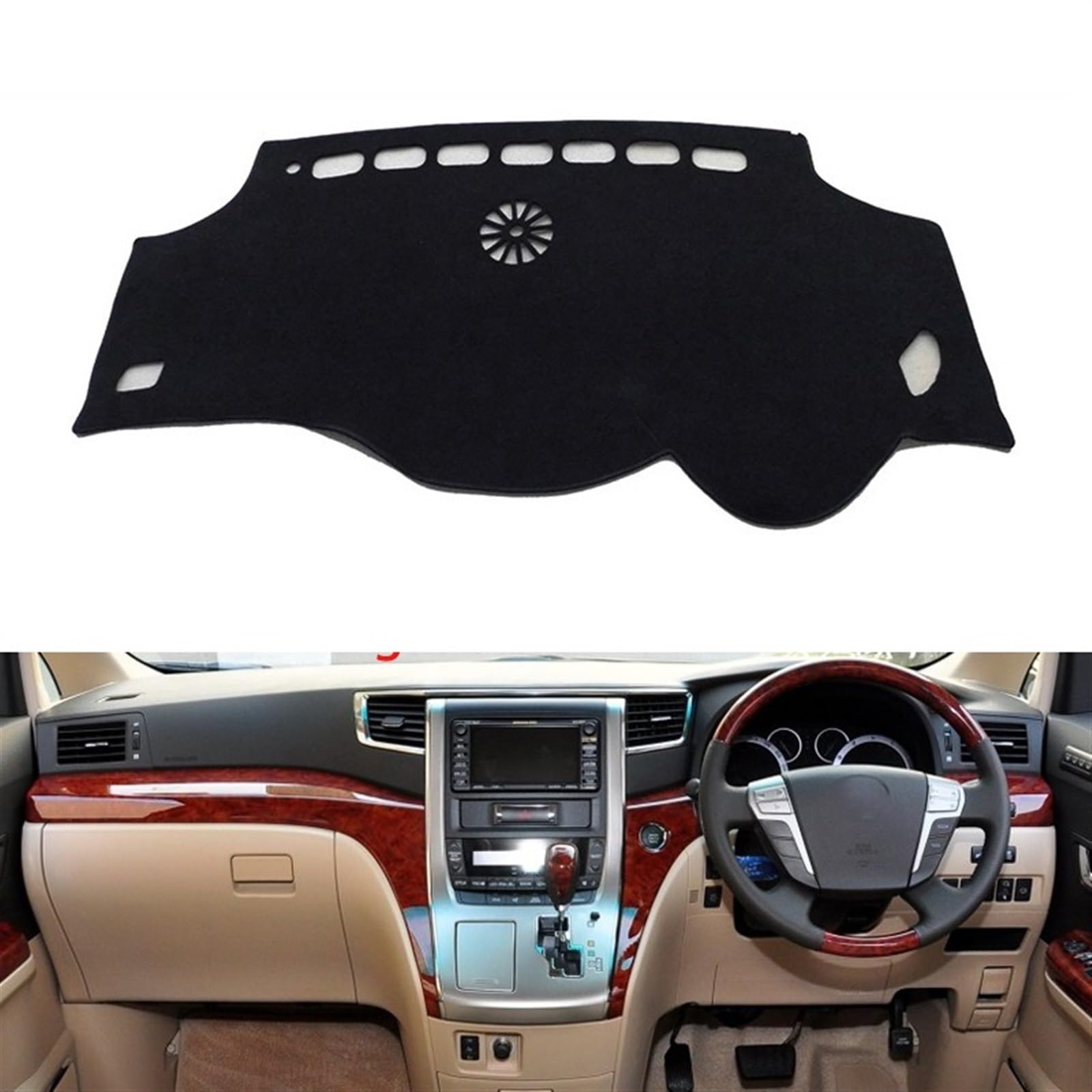 Auto Dashboard Abdeckung Für Toyota Für Alphard 2011 2012 Rechts- Und Linkslenker Auto Armaturenbrettabdeckungen Matten Schatten Kissenpolster Teppiche Shade Board Pad(Black Edge,Rechtslenker) von LIANGBAOS