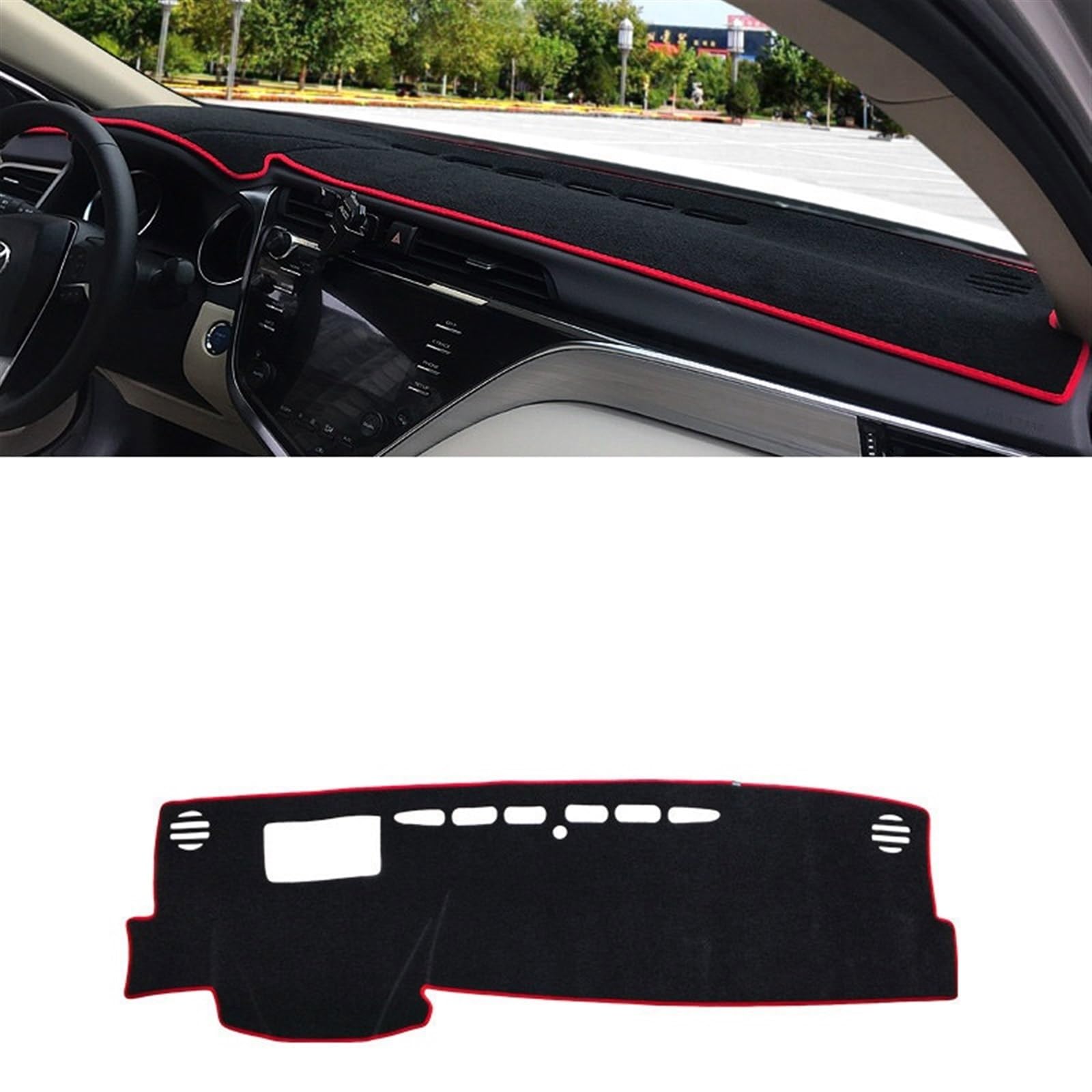 Auto Dashboard Abdeckung Für Toyota Für Camry XV50 XV70 2012-2022 2023 Auto Dashboard Vermeiden Licht Pads Instrument Plattform Schreibtisch Abdeckung Matten Teppiche Shade Board Pad(18-23 Front Red) von LIANGBAOS