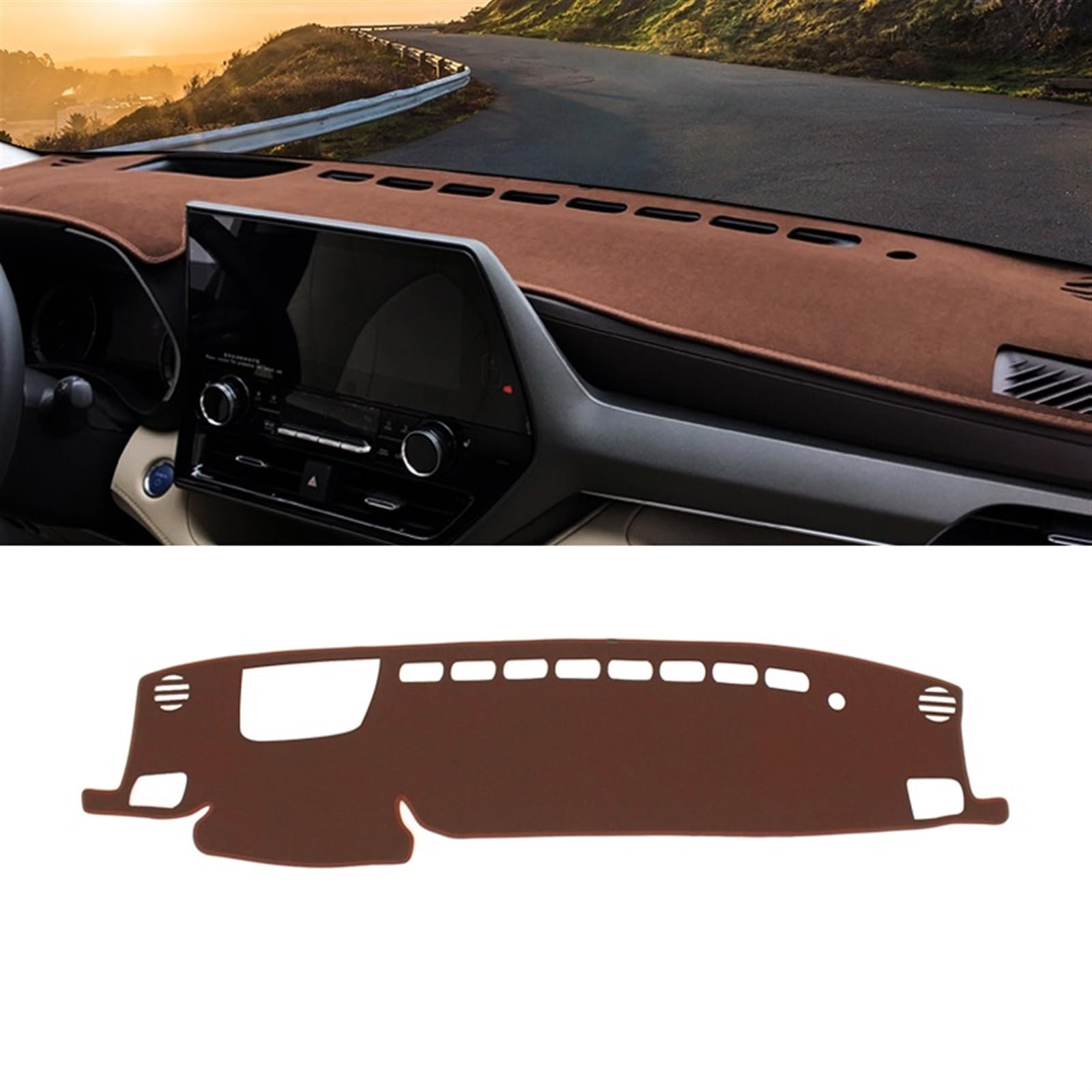 Auto Dashboard Abdeckung Für Toyota Für Highlander XU70 Für Kluger 2020 2021 2022 2023 Hybrid Anti-UV-Matte Auto Dashboard Vermeiden Licht Abdeckung Shade Board Pad(B Brown LHD) von LIANGBAOS